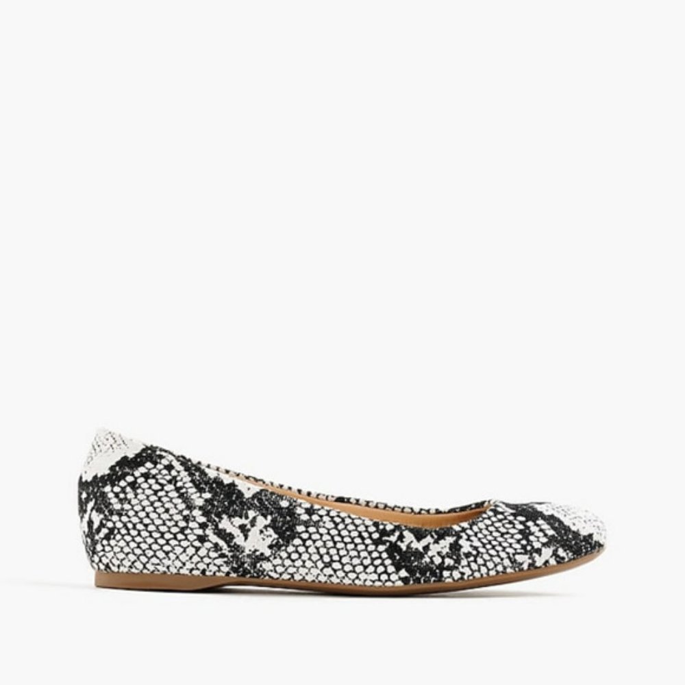 J. Crew Black and White Snakeskin Ballet Flats